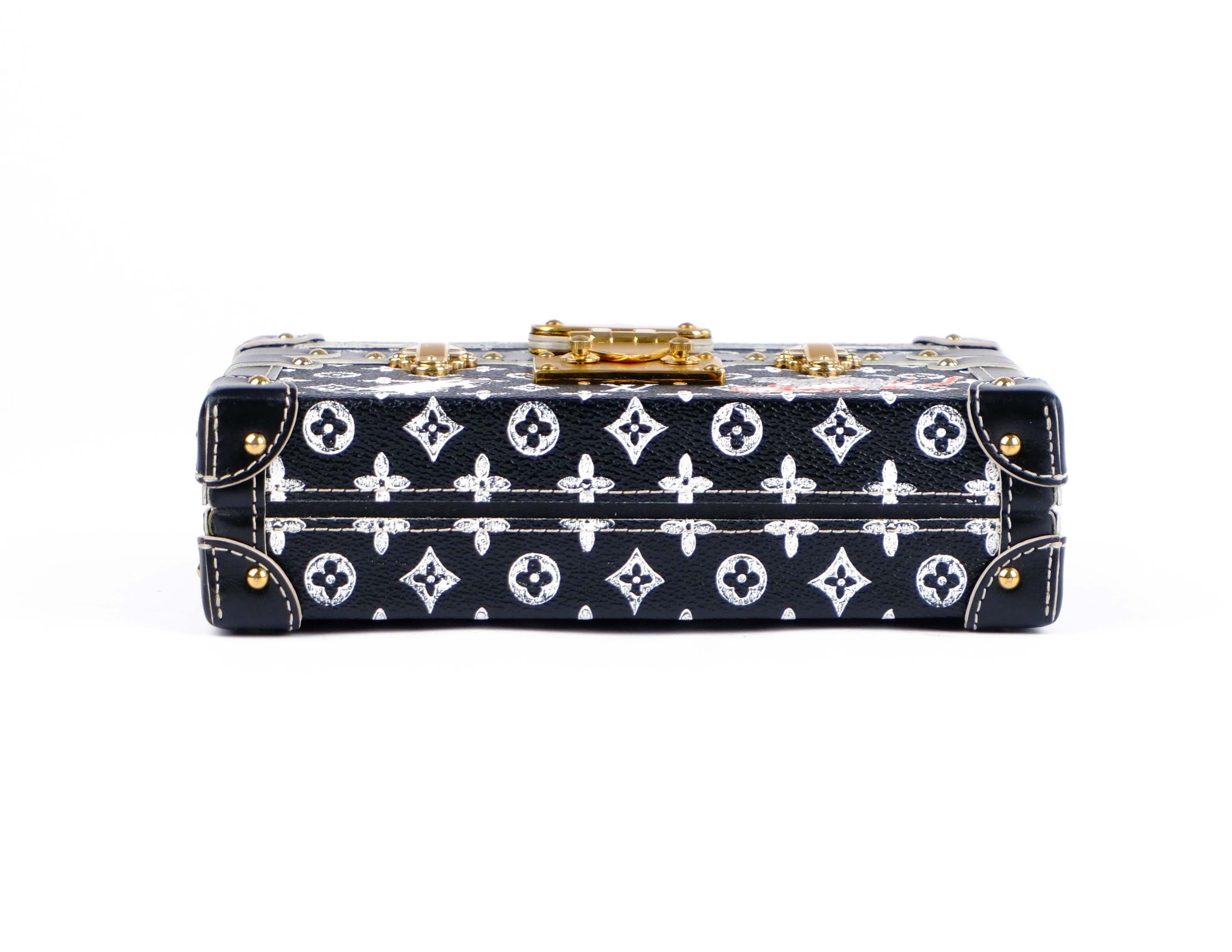 Louis Vuitton Black Catgram Transformed Monogram Petite Malle Trunk Bag - M44437 Rare Collector's Piece