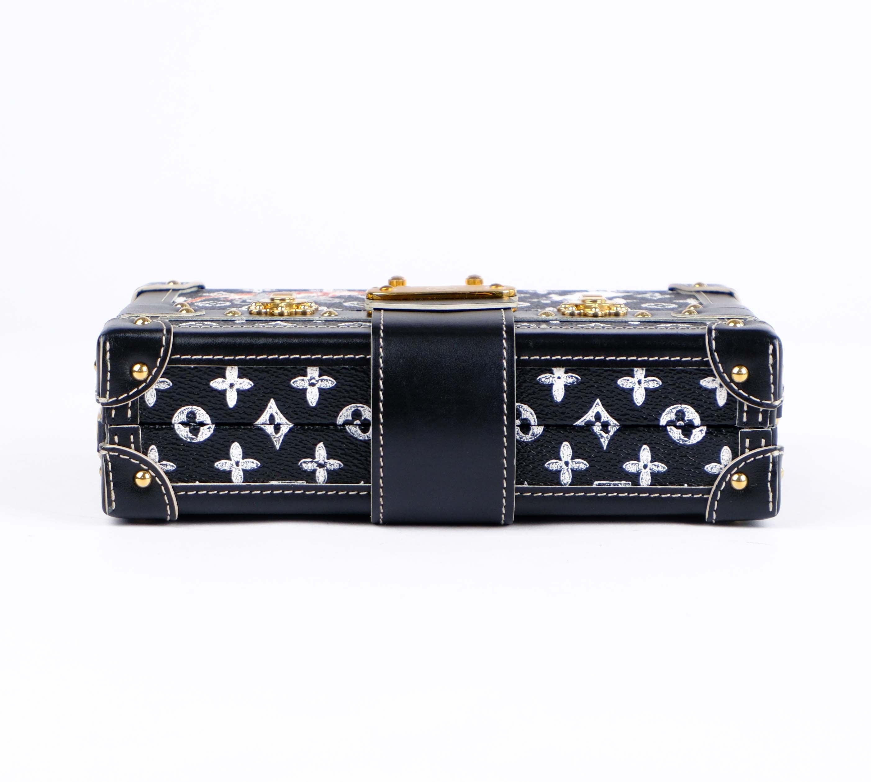 Louis Vuitton Black Catgram Transformed Monogram Petite Malle Trunk Bag - M44437 Rare Collector's Piece