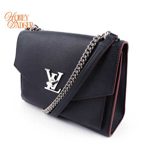Louis Vuitton MyLockMe Chain Bag Marine Navy Taurillon Leather Silver Hardware (RFID Built-in)