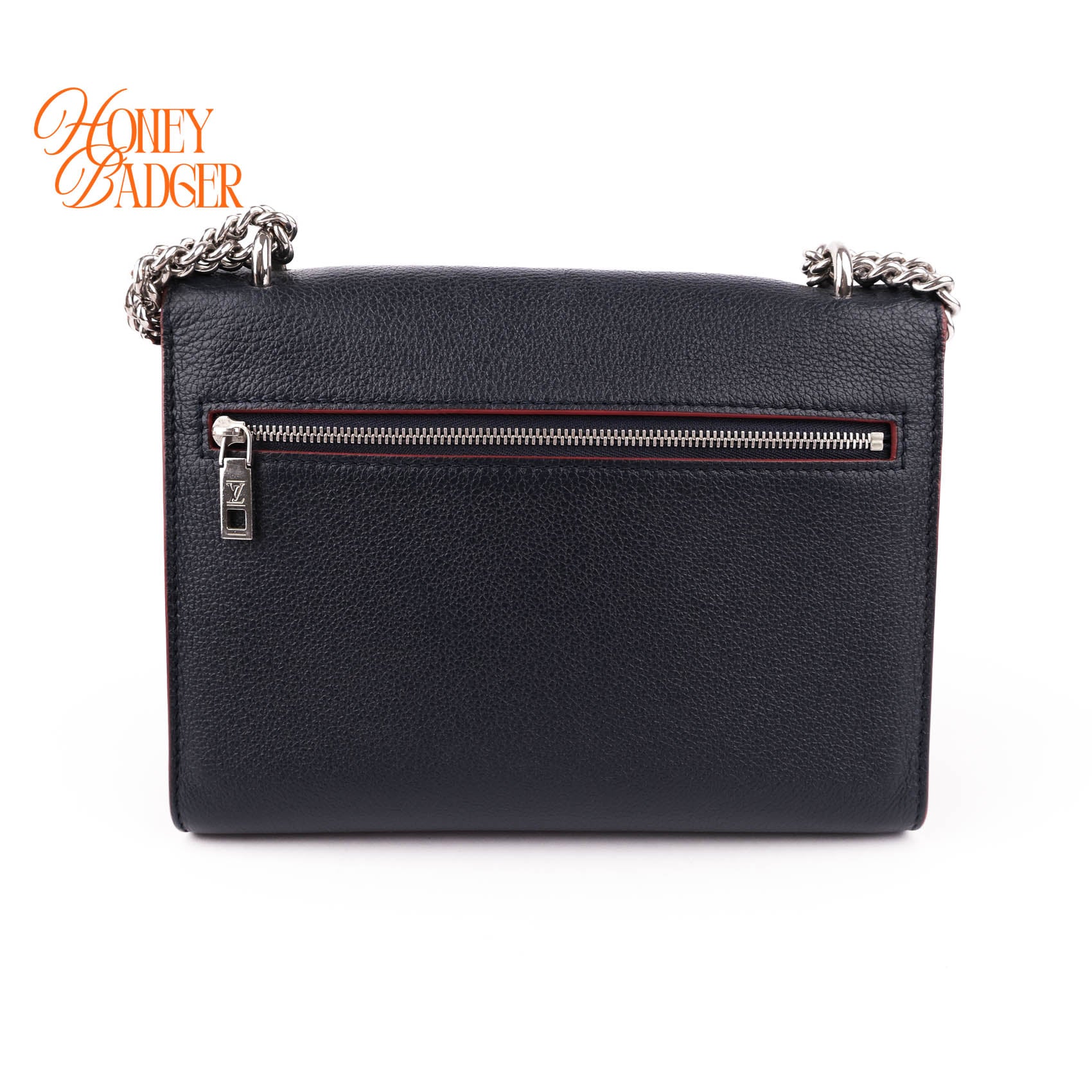 Louis Vuitton MyLockMe Chain Bag Marine Navy Taurillon Leather Silver Hardware (RFID Built-in)