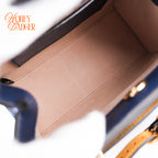 Gucci Diana Mini Tote Bag Navy Blue Leather Bamboo Gold Hardware 655661