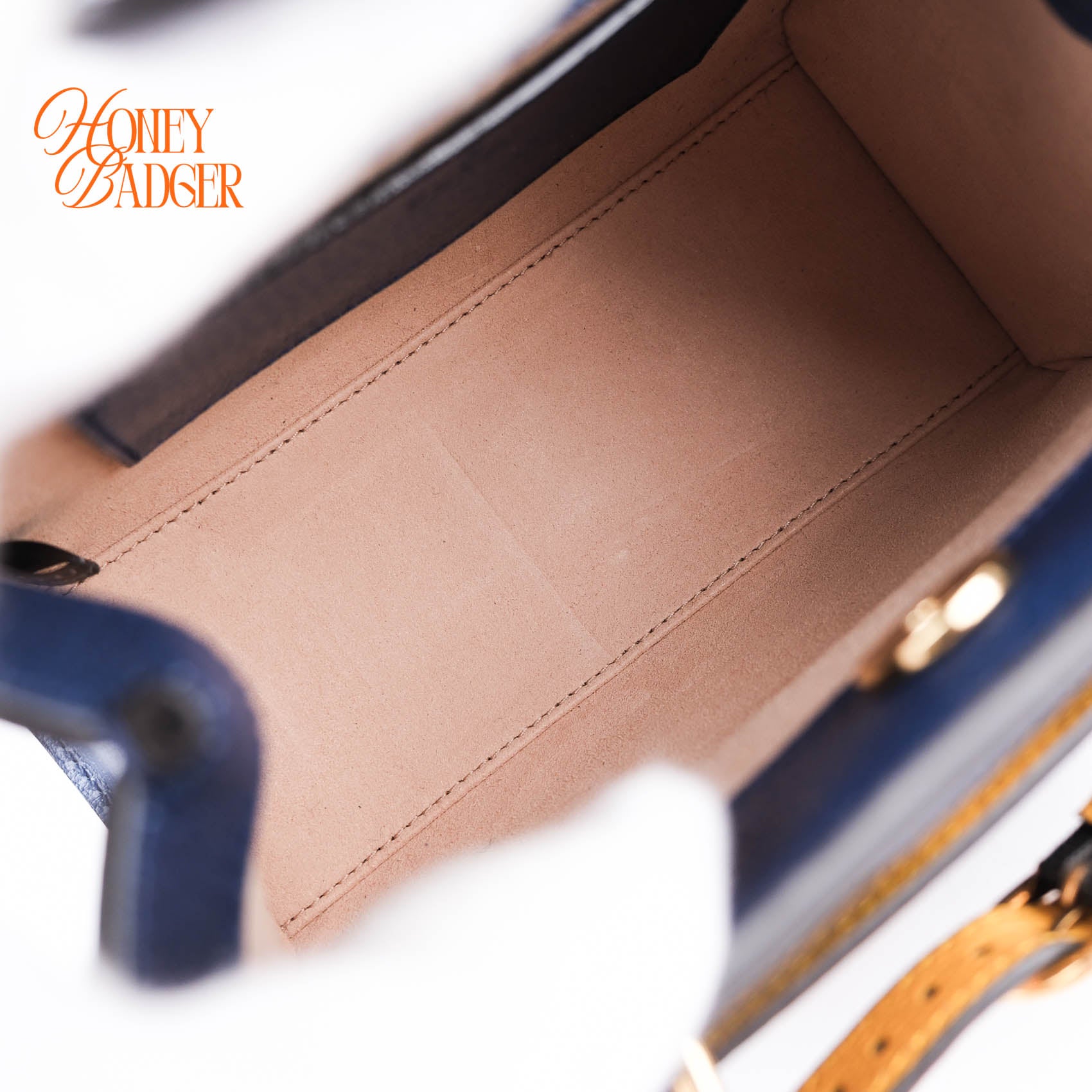 Gucci Diana Mini Tote Bag Navy Blue Leather Bamboo Gold Hardware 655661