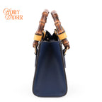 Gucci Diana Mini Tote Bag Navy Blue Leather Bamboo Gold Hardware 655661
