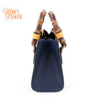 Gucci Diana Mini Tote Bag Navy Blue Leather Bamboo Gold Hardware 655661