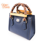 Gucci Diana Mini Tote Bag Navy Blue Leather Bamboo Gold Hardware 655661