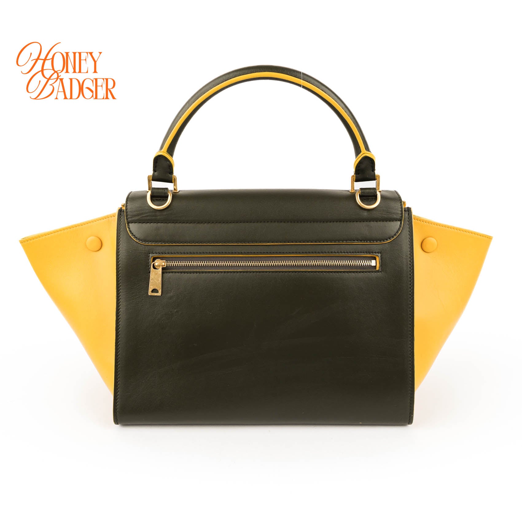 Celine Trapeze Medium Bag Rare Philo-Era Tricolor Olive Yellow Black 2WAY