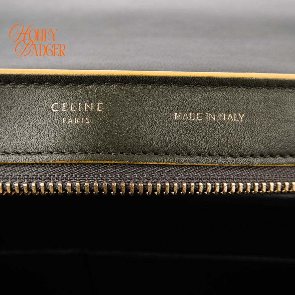 Celine Trapeze Medium Bag Rare Philo-Era Tricolor Olive Yellow Black 2WAY