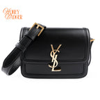 Saint Laurent Solferino Small Satchel Bag Black Box Leather Gold Hardware 651264