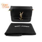Saint Laurent Solferino Small Satchel Bag Black Box Leather Gold Hardware 651264
