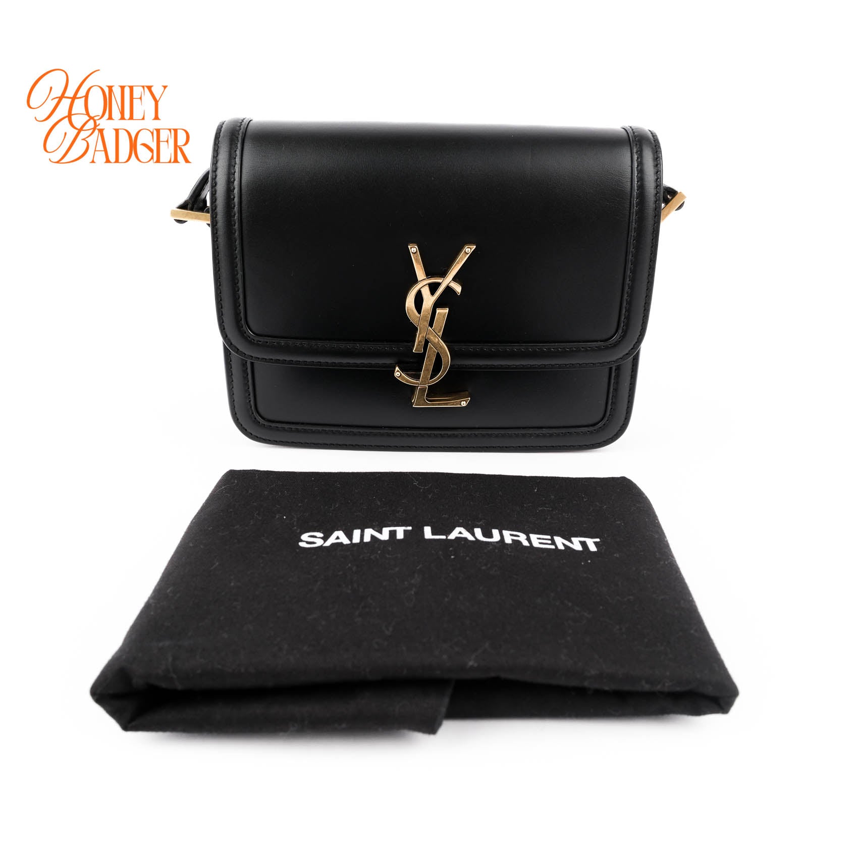 Saint Laurent Solferino Small Satchel Bag Black Box Leather Gold Hardware 651264