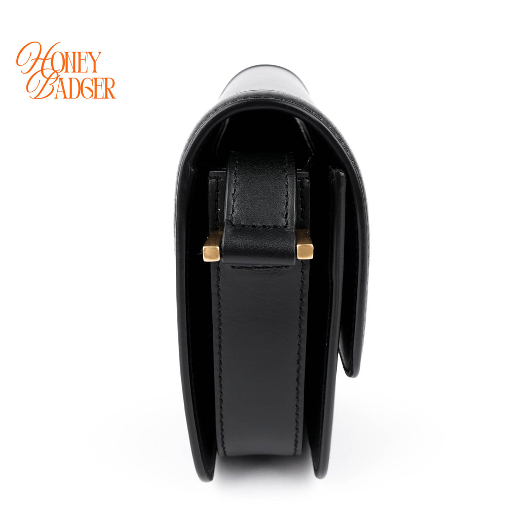 Saint Laurent Solferino Small Satchel Bag Black Box Leather Gold Hardware 651264