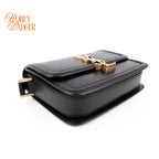 Saint Laurent Solferino Small Satchel Bag Black Box Leather Gold Hardware 651264