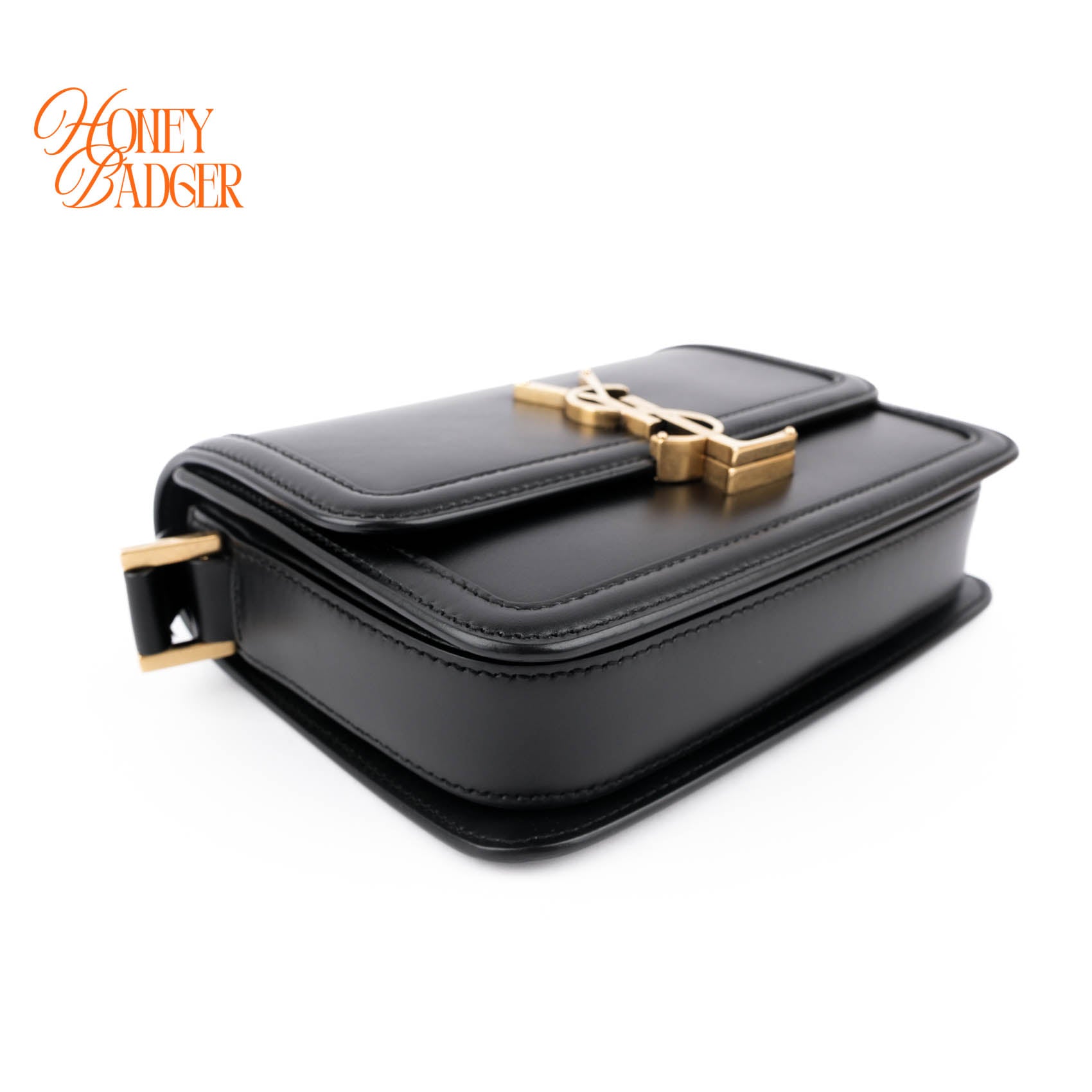 Saint Laurent Solferino Small Satchel Bag Black Box Leather Gold Hardware 651264