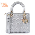 Dior Lady Dior Medium Cannage Leather 2WAY Handbag Pearl Gray