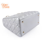 Dior Lady Dior Medium Cannage Leather 2WAY Handbag Pearl Gray