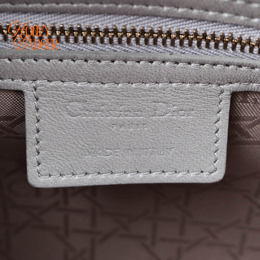 Dior Lady Dior Medium Cannage Leather 2WAY Handbag Pearl Gray