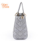 Dior Lady Dior Medium Cannage Leather 2WAY Handbag Pearl Gray
