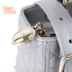 Dior Lady Dior Medium Cannage Leather 2WAY Handbag Pearl Gray