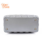 Dior Lady Dior Medium Cannage Leather 2WAY Handbag Pearl Gray