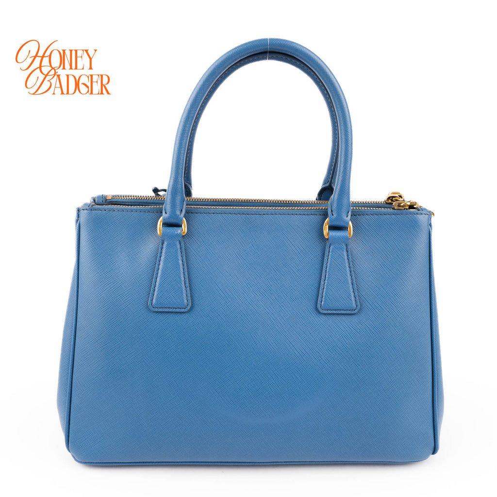 Prada Galleria Medium Saffiano Leather Bag Cobalt Blue Gold Hardware 2WAY Tote