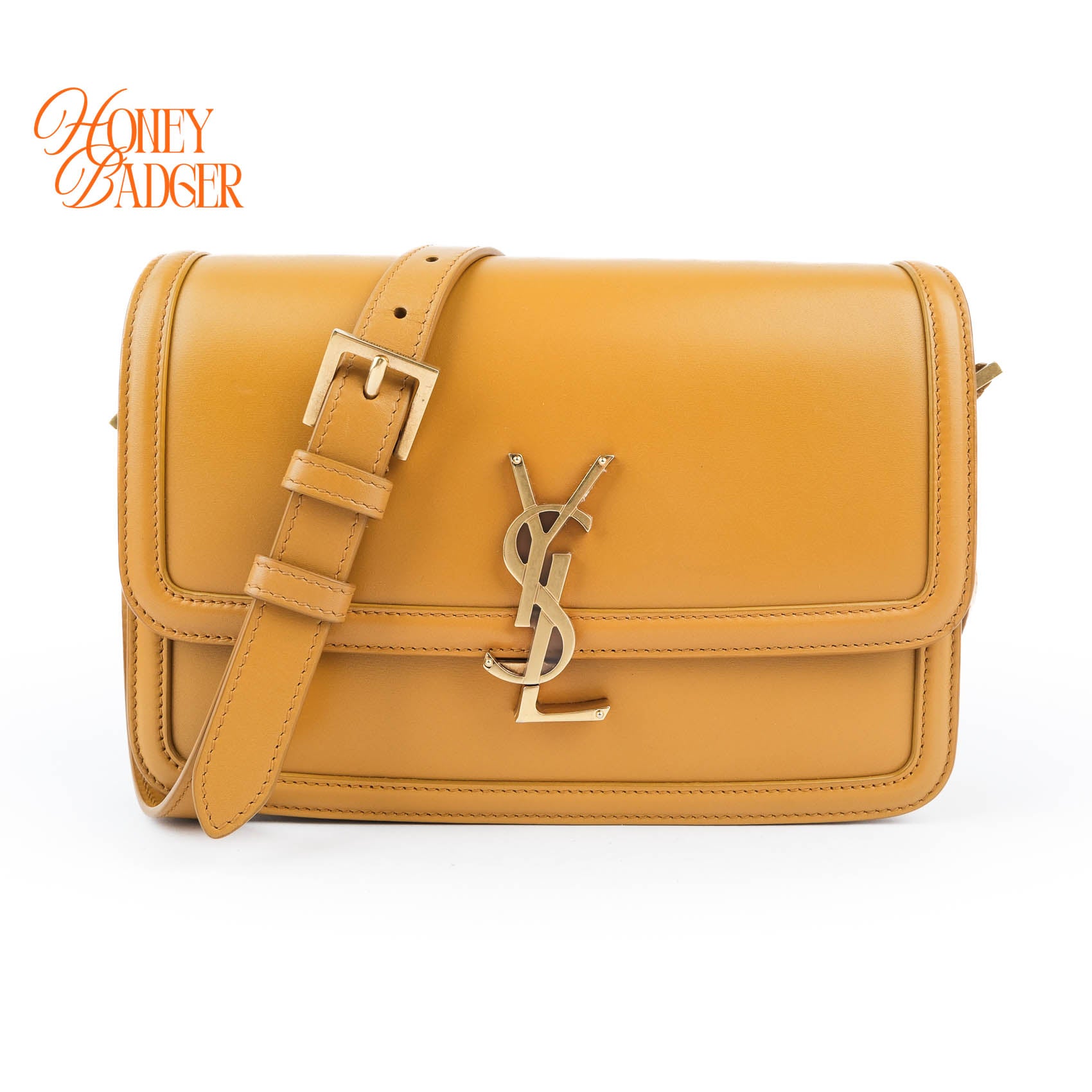 Saint Laurent Solferino Medium Satchel Bag Yellow Smooth Box Leather Gold Hardware 634305