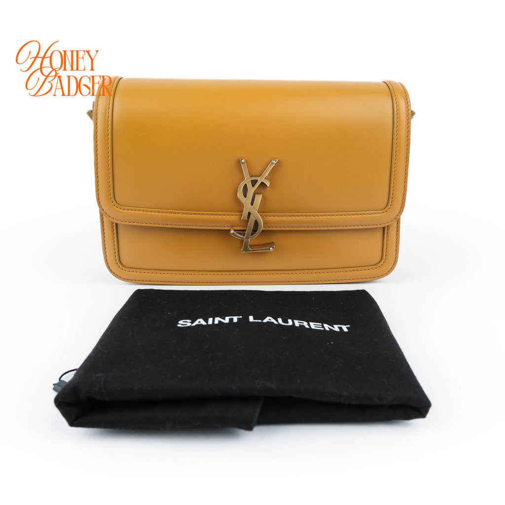 Saint Laurent Solferino Medium Satchel Bag Yellow Smooth Box Leather Gold Hardware 634305