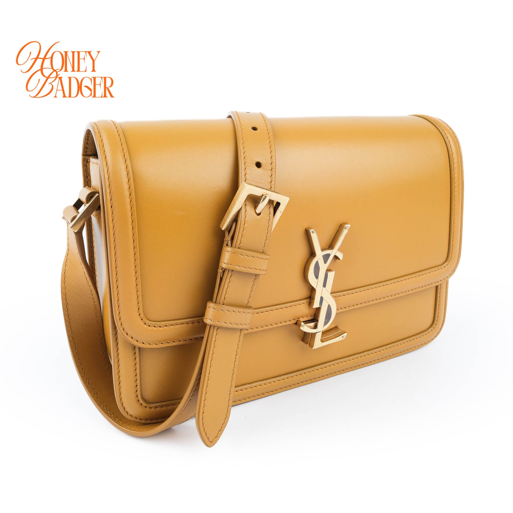 Saint Laurent Solferino Medium Satchel Bag Yellow Smooth Box Leather Gold Hardware 634305