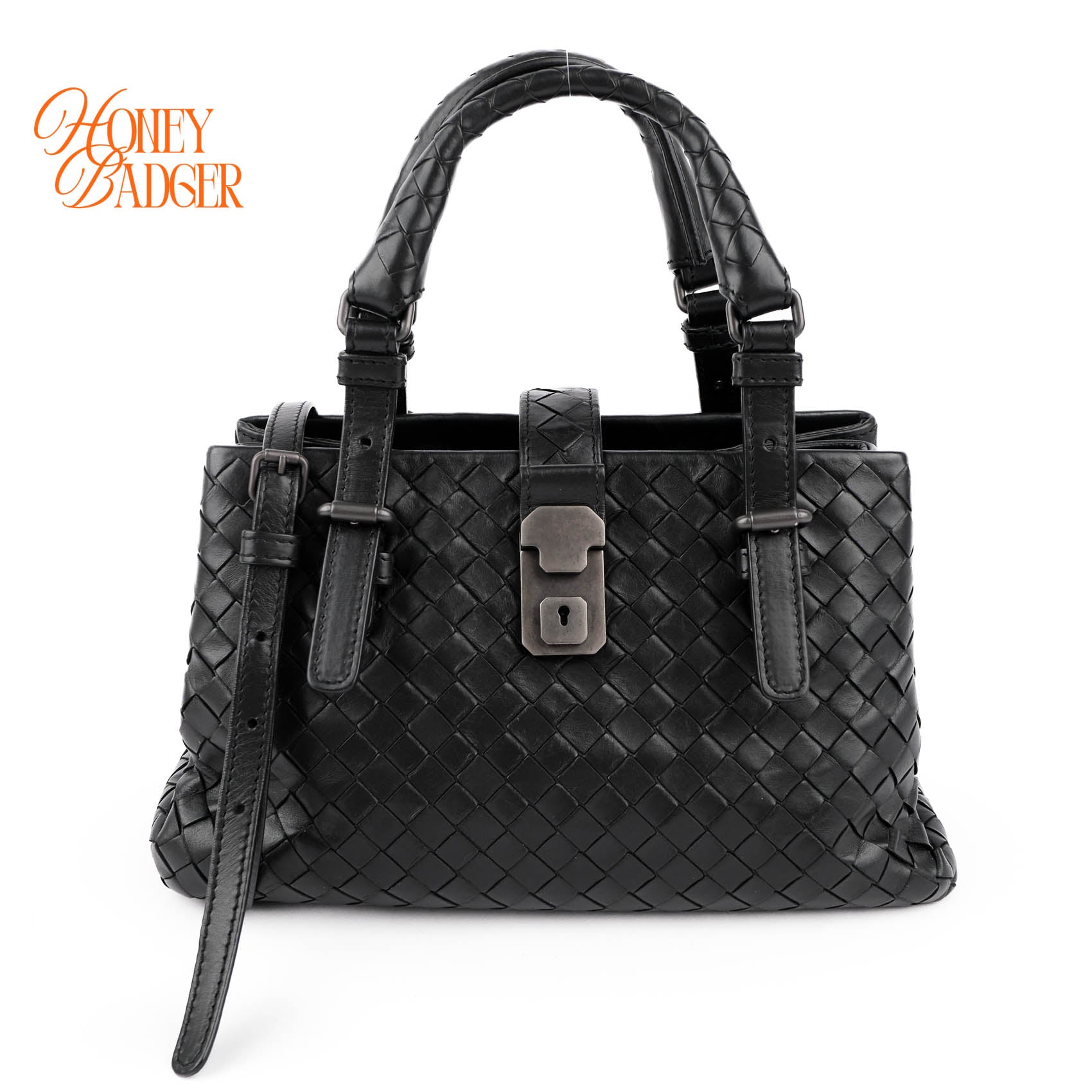 Bottega Veneta Small Roma Intrecciato Tote Bag Black Nappa Leather 2WAY Discontinued