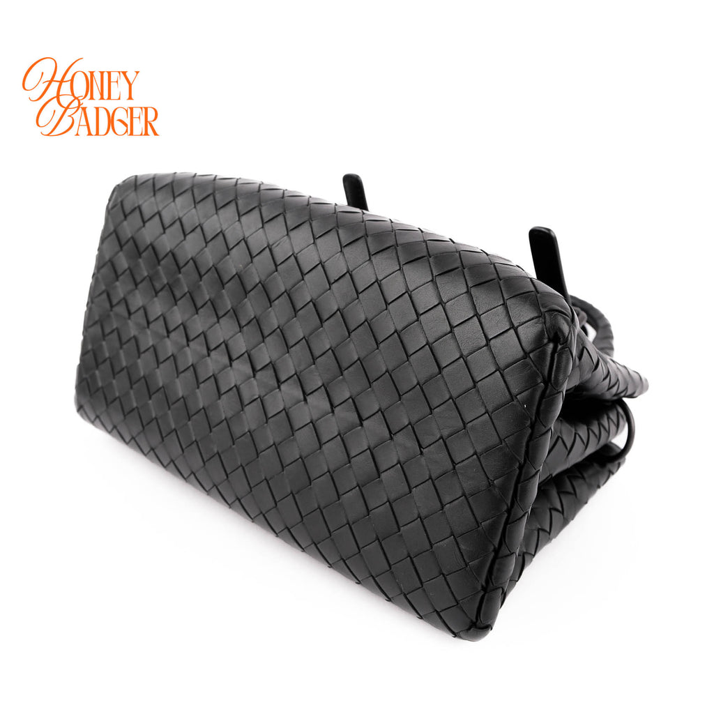 Bottega Veneta Small Roma Intrecciato Tote Bag Black Nappa Leather 2WAY Discontinued