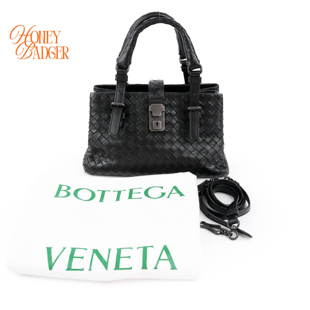 Bottega Veneta Small Roma Intrecciato Tote Bag Black Nappa Leather 2WAY Discontinued