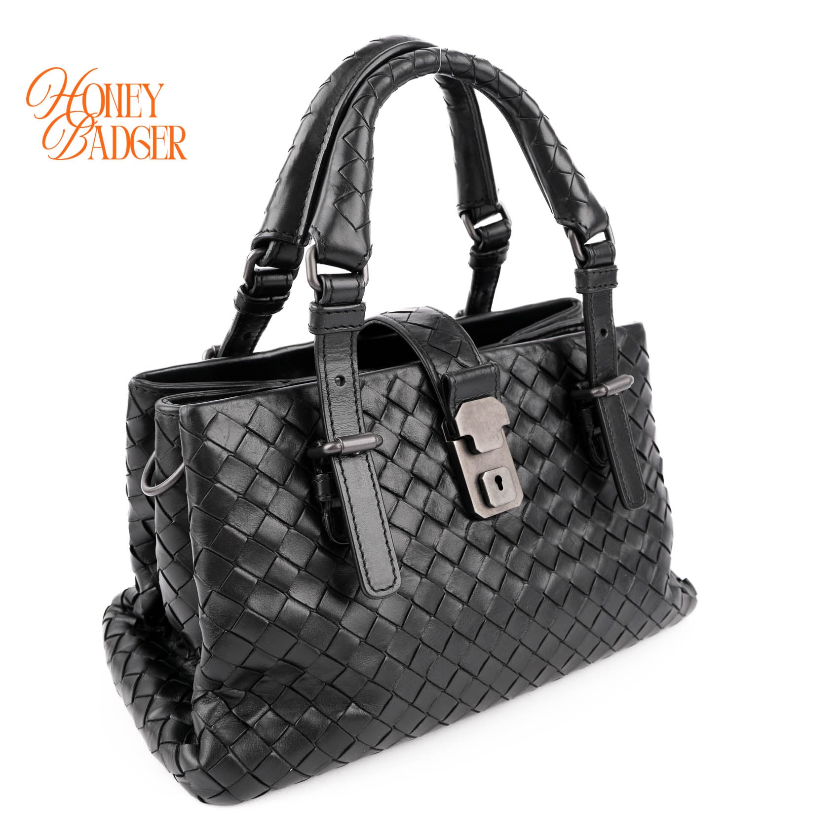 Bottega Veneta Small Roma Intrecciato Tote Bag Black Nappa Leather 2WAY Discontinued