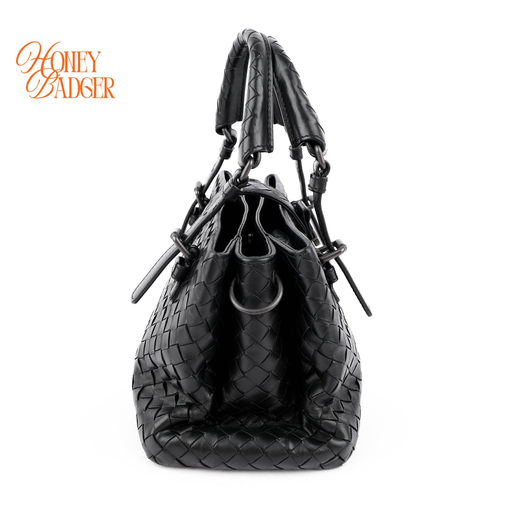 Bottega Veneta Small Roma Intrecciato Tote Bag Black Nappa Leather 2WAY Discontinued