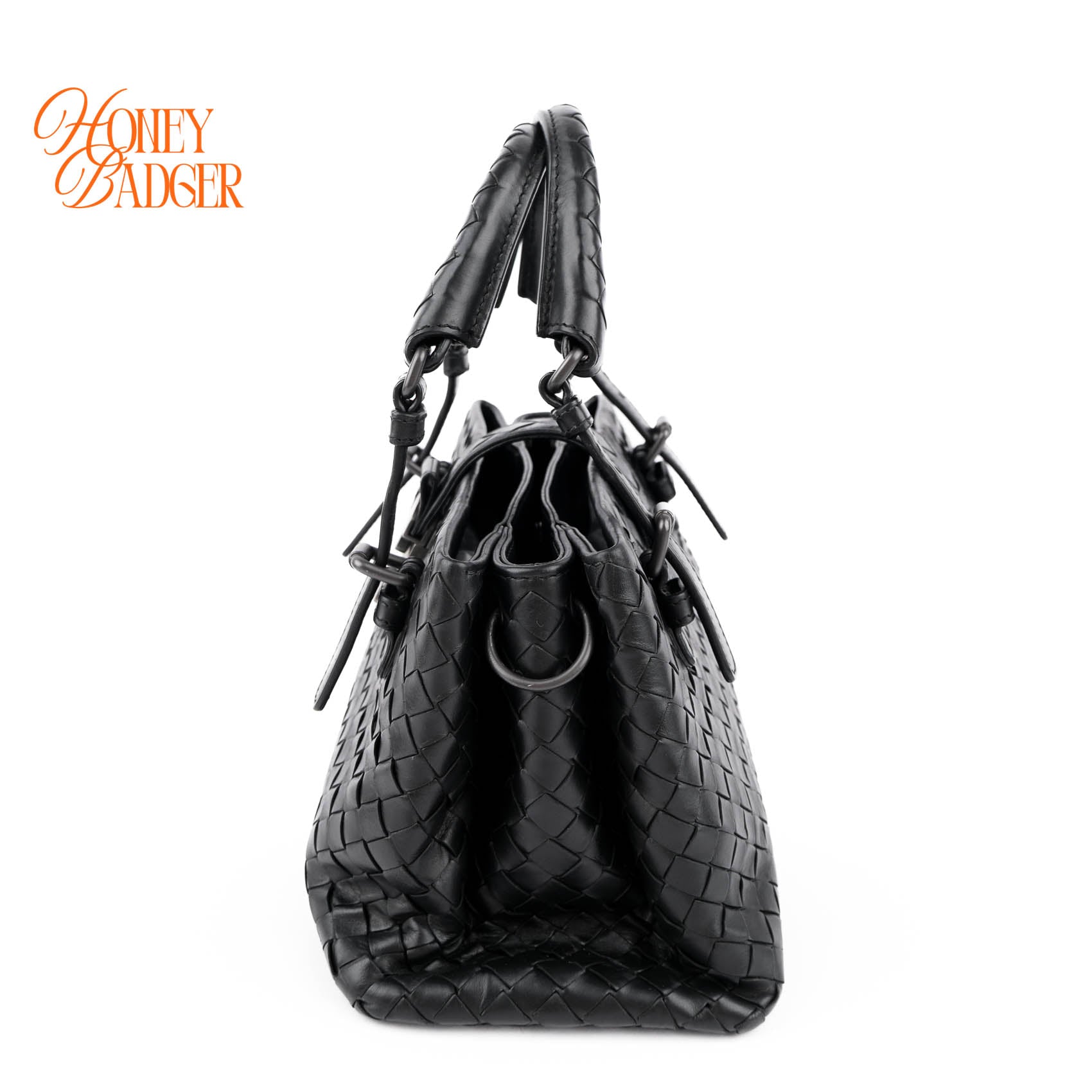 Bottega Veneta Small Roma Intrecciato Tote Bag Black Nappa Leather 2WAY Discontinued