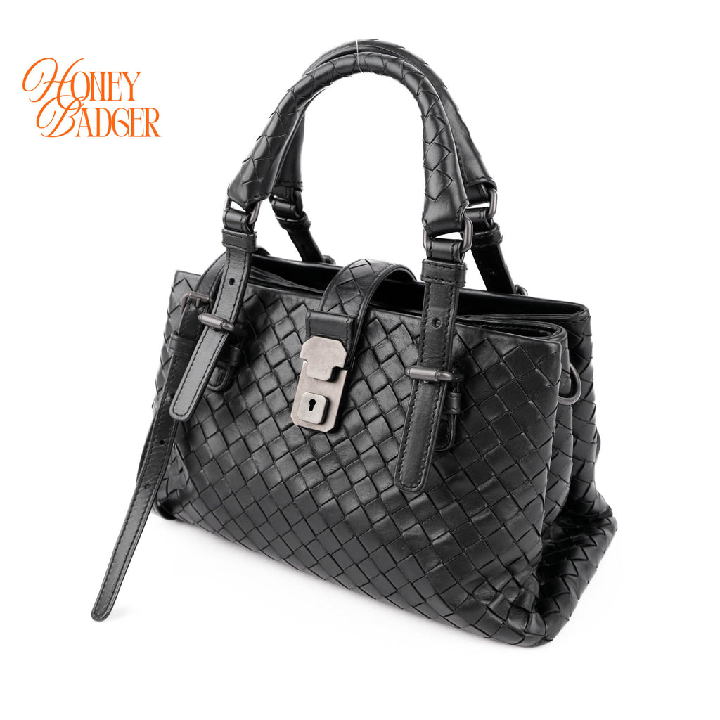 Bottega Veneta Small Roma Intrecciato Tote Bag Black Nappa Leather 2WAY Discontinued