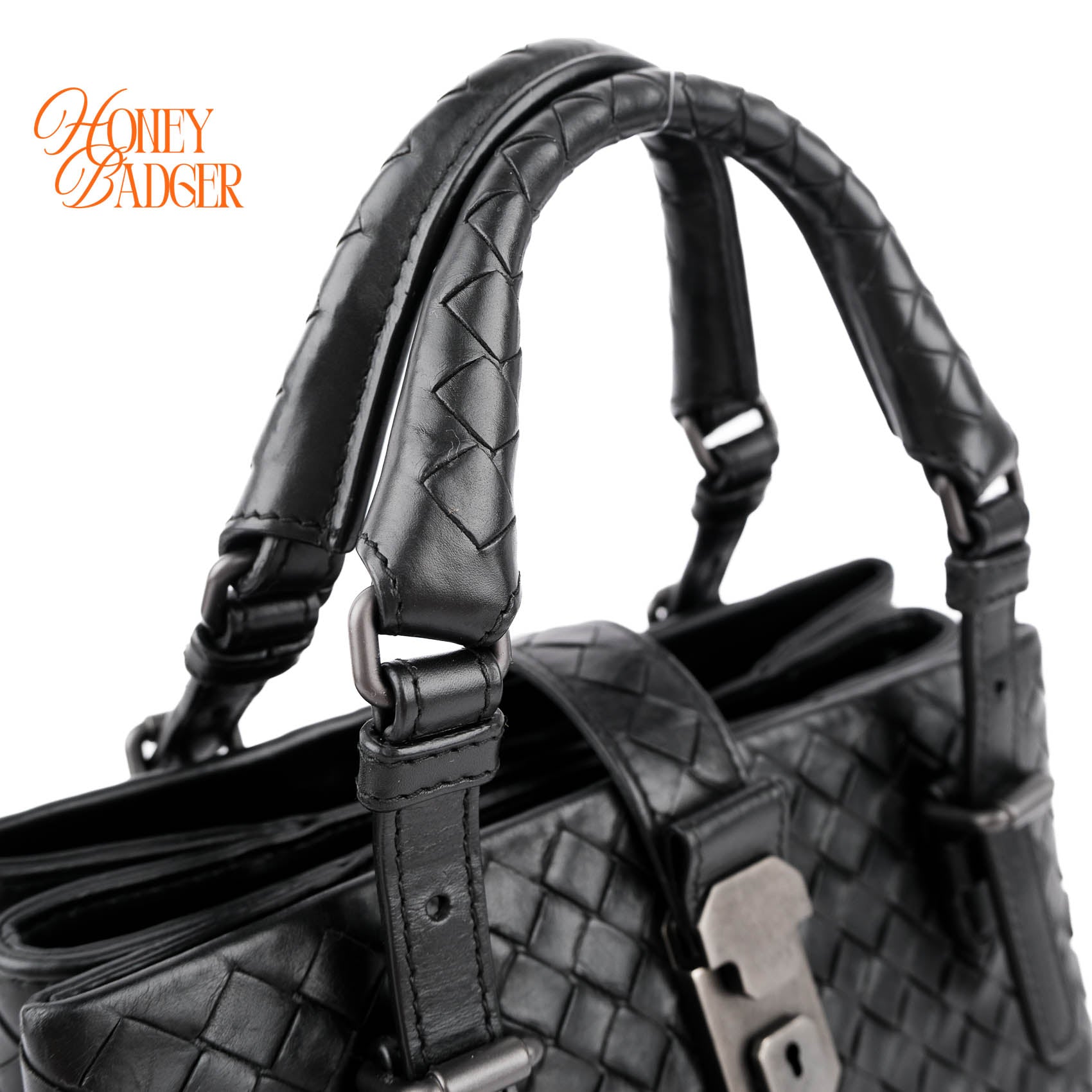 Bottega Veneta Small Roma Intrecciato Tote Bag Black Nappa Leather 2WAY Discontinued