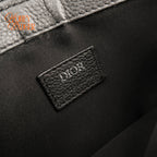 Dior Saddle Flap Messenger Bag Blue Oblique Jacquard Black Grained Leather