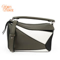 Loewe Puzzle Small Bag Multicolor White Grey Black Grained Leather Silver Hardware