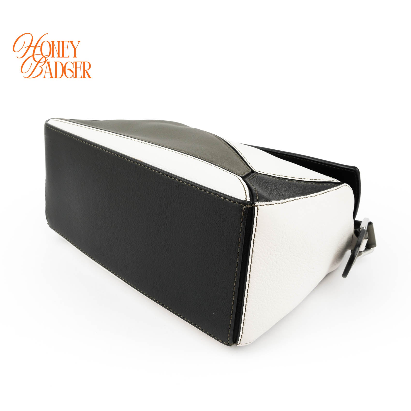 Loewe Puzzle Small Bag Multicolor White Grey Black Grained Leather Silver Hardware