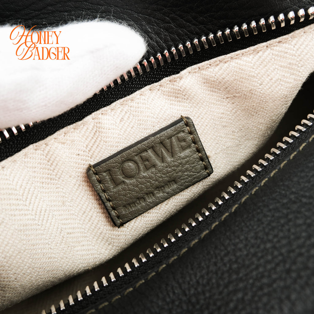 Loewe Puzzle Small Bag Multicolor White Grey Black Grained Leather Silver Hardware