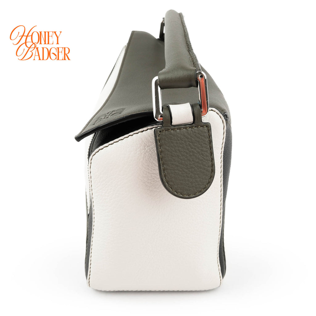 Loewe Puzzle Small Bag Multicolor White Grey Black Grained Leather Silver Hardware