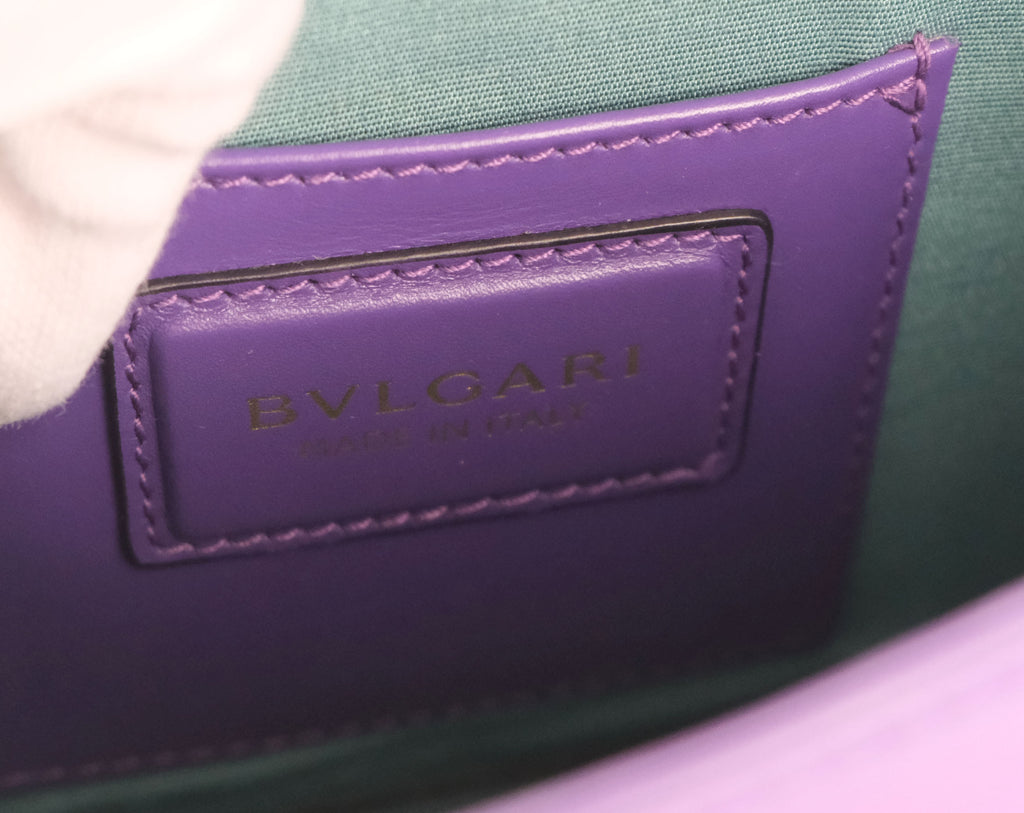 Bvlgari Serpenti Forever Chain Shoulder Bag Smooth Leather Purple Enamel Snakehead