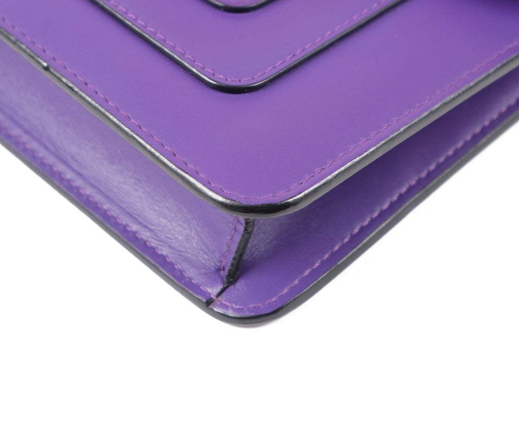 Bvlgari Serpenti Forever Chain Shoulder Bag Smooth Leather Purple Enamel Snakehead