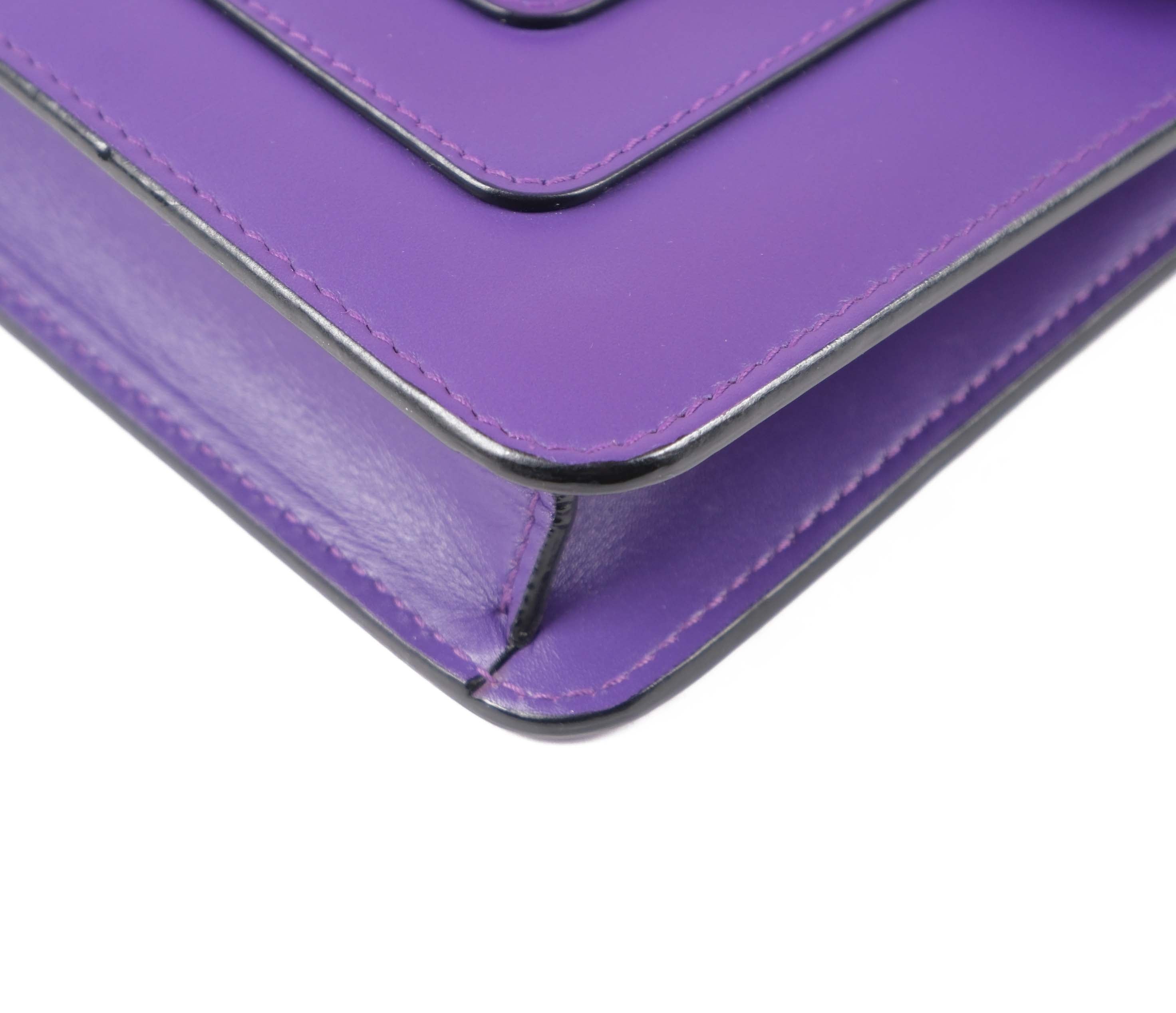 Bvlgari Serpenti Forever Chain Shoulder Bag Smooth Leather Purple Enamel Snakehead