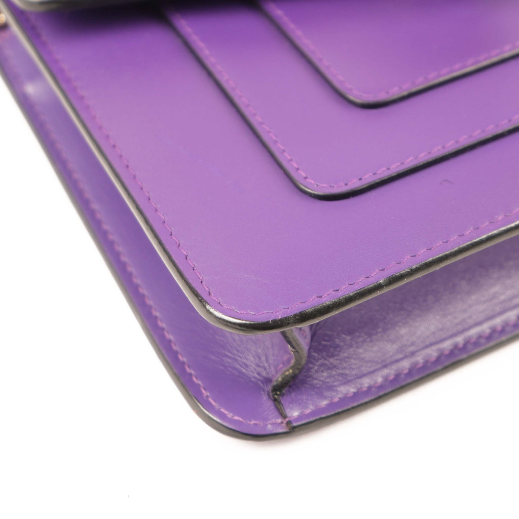 Bvlgari Serpenti Forever Chain Shoulder Bag Smooth Leather Purple Enamel Snakehead