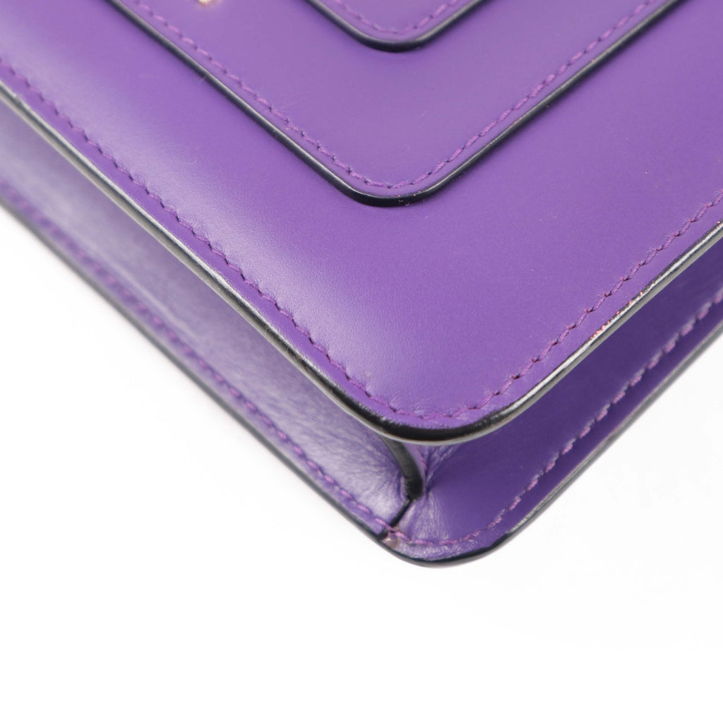 Bvlgari Serpenti Forever Chain Shoulder Bag Smooth Leather Purple Enamel Snakehead