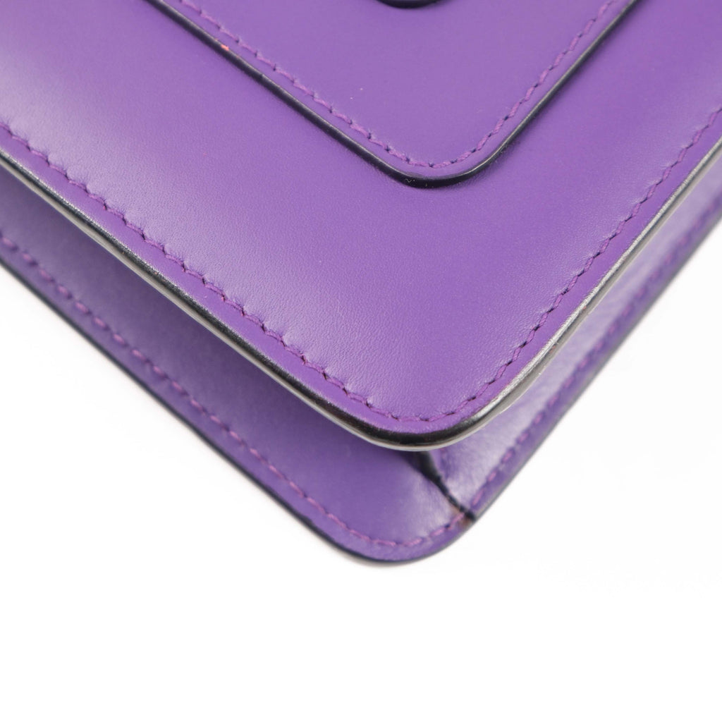Bvlgari Serpenti Forever Chain Shoulder Bag Smooth Leather Purple Enamel Snakehead