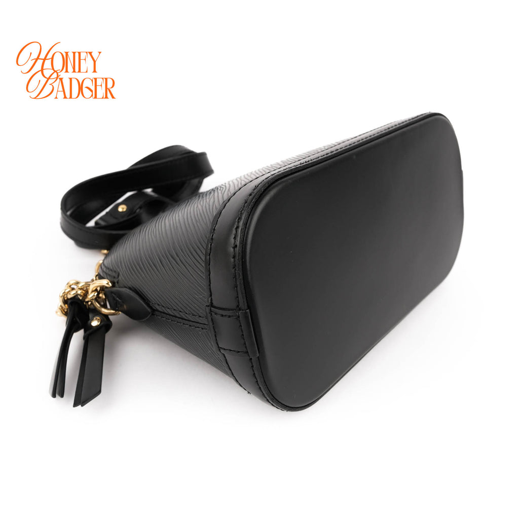 Louis Vuitton Epi Alma Mini Chain Shoulder Bag Black