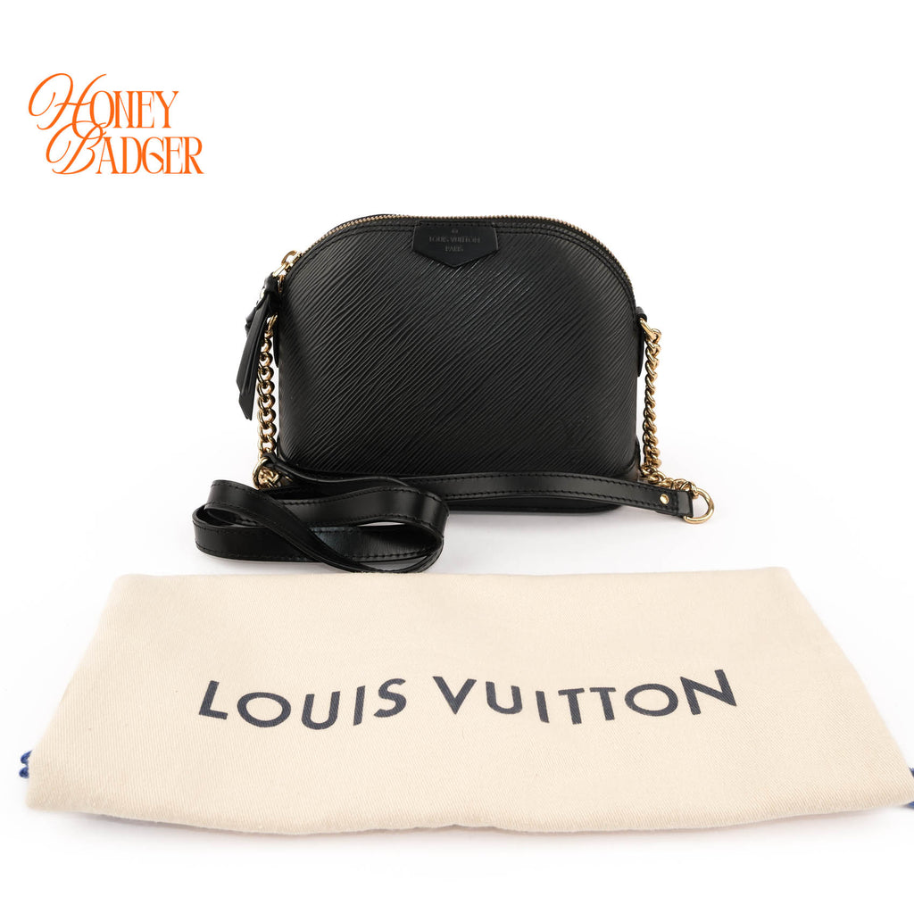 Louis Vuitton Epi Alma Mini Chain Shoulder Bag Black