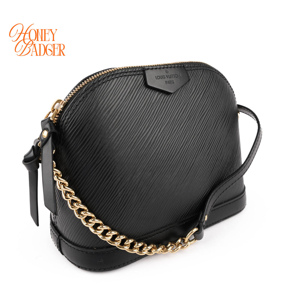 Louis Vuitton Epi Alma Mini Chain Shoulder Bag Black