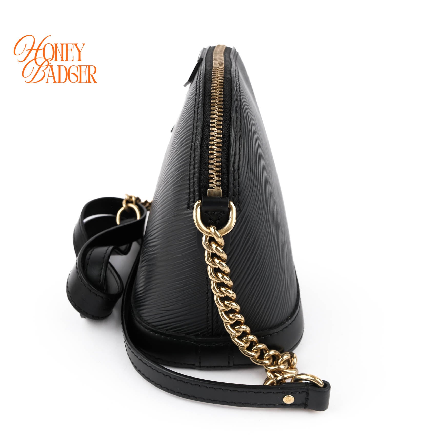 Louis Vuitton Epi Alma Mini Chain Shoulder Bag Black